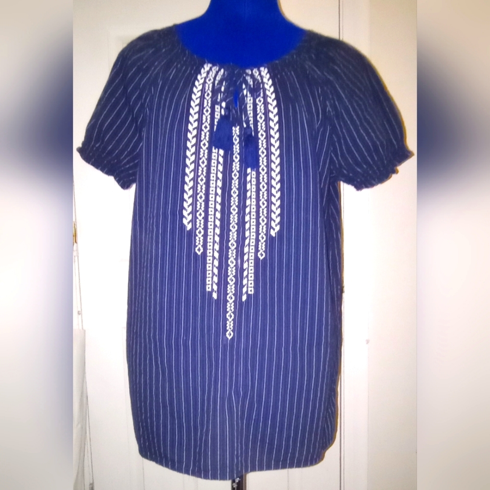 Tommy Hilfiger women's large top summer short sleeve boho NWOT